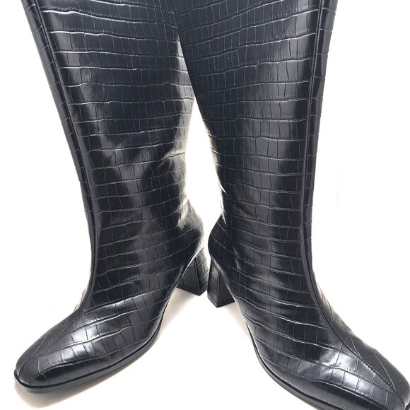 Fashion To Figure Wide Calf Faux Croc Leather Boots - Size 11 - Picture 2 of 11